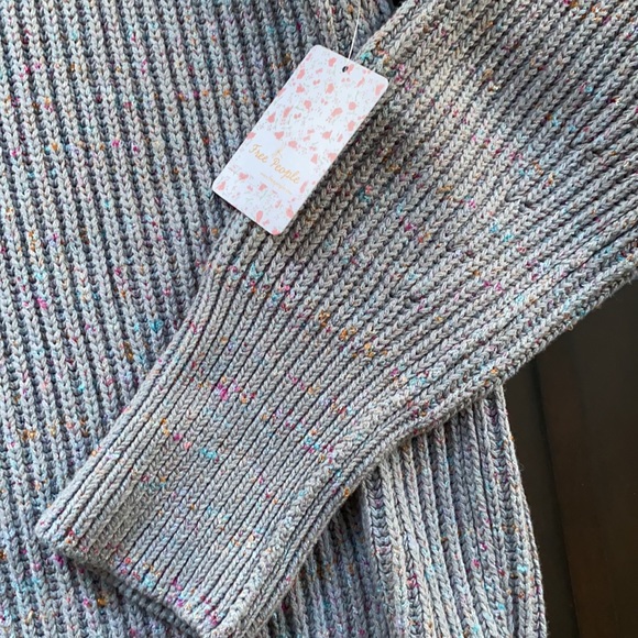 FREE PEOPLE LEO TUNIC SILVER GLEAM COMBO SWEATER - Picture 9 of 15